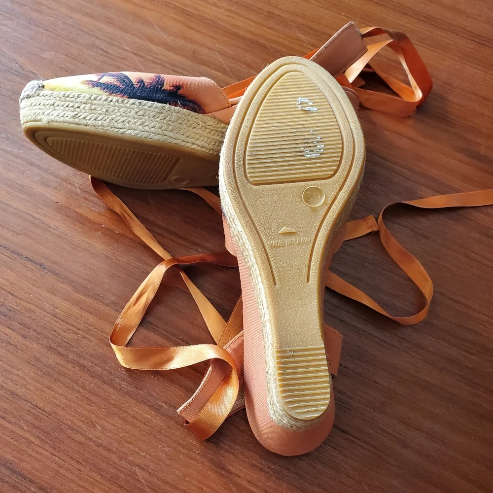 Jeffrey Campbell Orange Sunset lace up Espradrilles 39